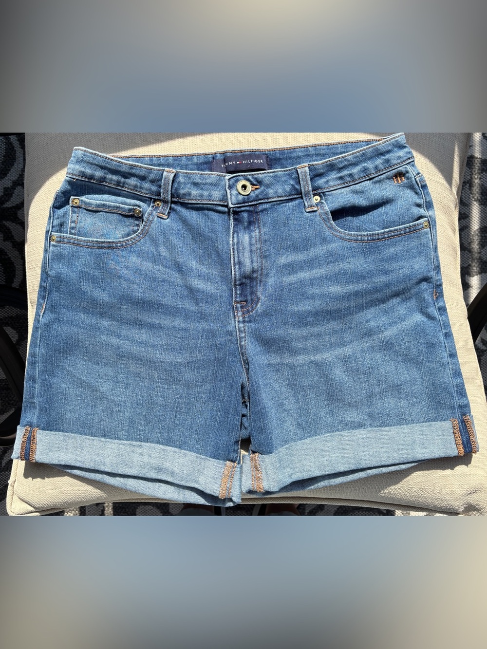 Tommy Hilfiger Medium Blue Denim Cuffed Shorts